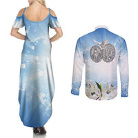 Italy Immaculate Conception Feast Day Couples Matching Summer Maxi Dress and Long Sleeve Button Shirt Virgin Mary with Cross And Lily Flower LT19