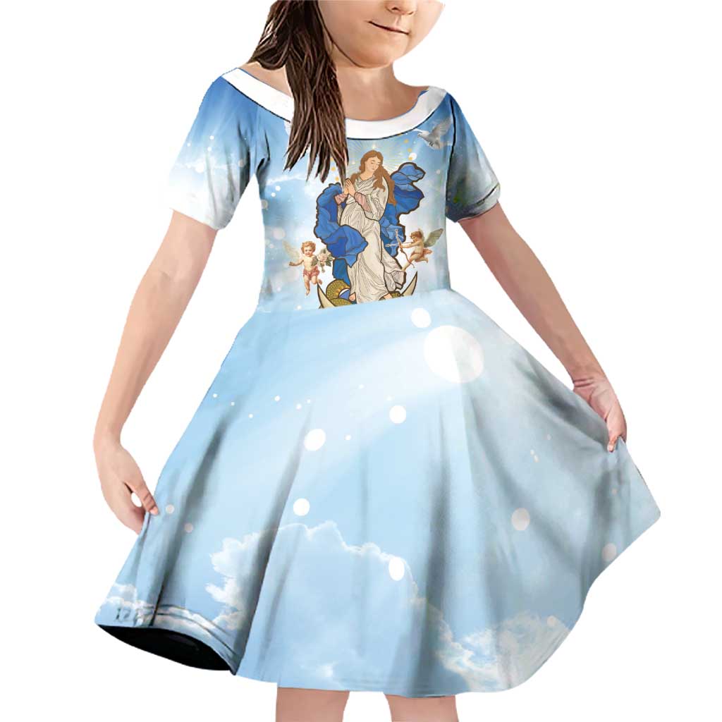 Italy Immaculate Conception Feast Day Family Matching Off Shoulder Short Dress and Hawaiian Shirt Virgin Mary with Cross And Lily Flower LT19