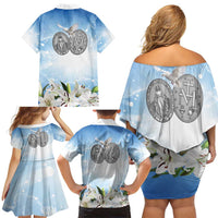Italy Immaculate Conception Feast Day Family Matching Off Shoulder Short Dress and Hawaiian Shirt Virgin Mary with Cross And Lily Flower LT19