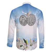 Italy Immaculate Conception Feast Day Family Matching Off Shoulder Short Dress and Hawaiian Shirt Virgin Mary with Cross And Lily Flower LT19