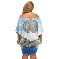Italy Immaculate Conception Feast Day Family Matching Off Shoulder Short Dress and Hawaiian Shirt Virgin Mary with Cross And Lily Flower LT19