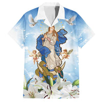 Italy Immaculate Conception Feast Day Family Matching Puletasi and Hawaiian Shirt Virgin Mary with Cross And Lily Flower LT19