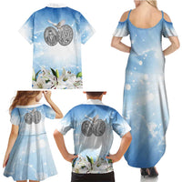 Italy Immaculate Conception Feast Day Family Matching Summer Maxi Dress and Hawaiian Shirt Virgin Mary with Cross And Lily Flower LT19