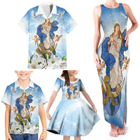 Italy Immaculate Conception Feast Day Family Matching Tank Maxi Dress and Hawaiian Shirt Virgin Mary with Cross And Lily Flower LT19