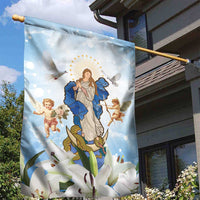 Italy Immaculate Conception Feast Day Garden Flag Virgin Mary with Cross And Lily Flower - Wonder Print Shop