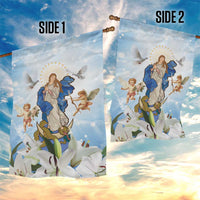 Italy Immaculate Conception Feast Day Garden Flag Virgin Mary with Cross And Lily Flower - Wonder Print Shop