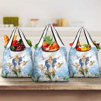Italy Immaculate Conception Feast Day Grocery Bag Virgin Mary with Cross And Lily Flower - Wonder Print Shop