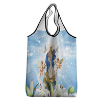 Italy Immaculate Conception Feast Day Grocery Bag Virgin Mary with Cross And Lily Flower - Wonder Print Shop