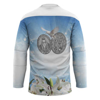 Italy Immaculate Conception Feast Day Hockey Jersey Virgin Mary with Cross And Lily Flower - Wonder Print Shop