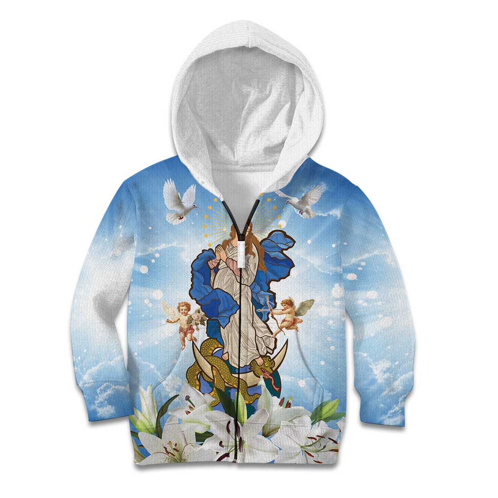 Italy Immaculate Conception Feast Day Kid Hoodie Virgin Mary with Cross And Lily Flower LT19