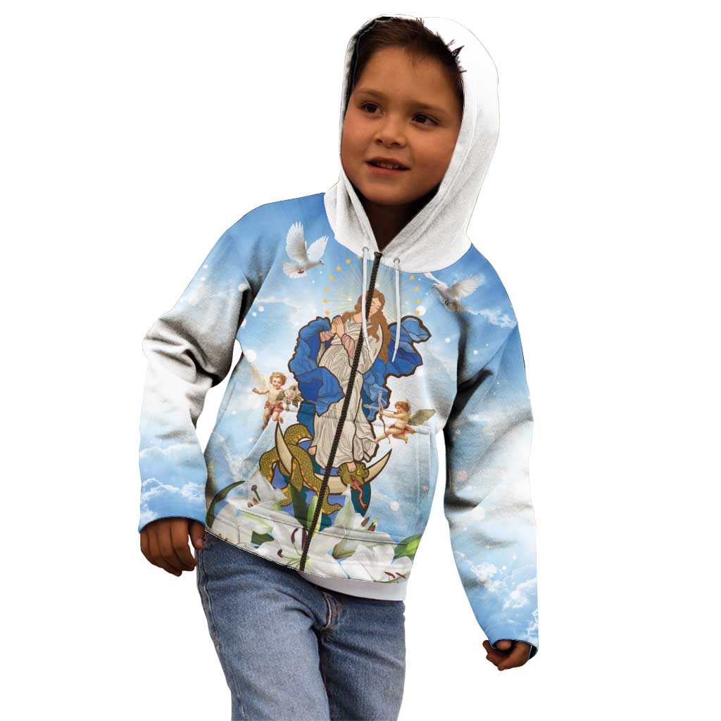 Italy Immaculate Conception Feast Day Kid Hoodie Virgin Mary with Cross And Lily Flower LT19