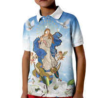 Italy Immaculate Conception Feast Day Kid Polo Shirt Virgin Mary with Cross And Lily Flower LT19