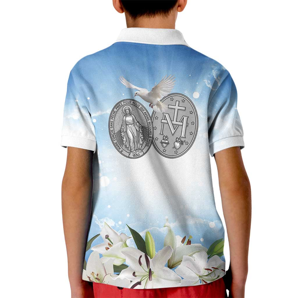 Italy Immaculate Conception Feast Day Kid Polo Shirt Virgin Mary with Cross And Lily Flower LT19