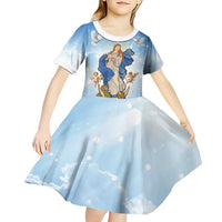 Italy Immaculate Conception Feast Day Kid Short Sleeve Dress Virgin Mary with Cross And Lily Flower LT19
