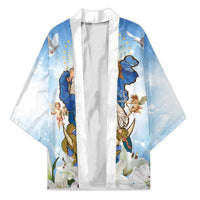 Italy Immaculate Conception Feast Day Kimono Virgin Mary with Cross And Lily Flower - Wonder Print Shop