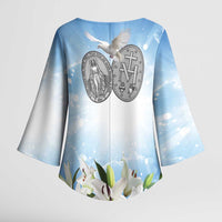 Italy Immaculate Conception Feast Day Kimono Sleeve Blouse Virgin Mary with Cross And Lily Flower - Wonder Print Shop