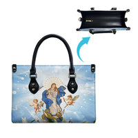 Italy Immaculate Conception Feast Day Leather Bag Virgin Mary with Cross And Lily Flower - Wonder Print Shop