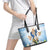 Italy Immaculate Conception Feast Day Leather Tote Bag Virgin Mary with Cross And Lily Flower - Wonder Print Shop