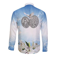 Italy Immaculate Conception Feast Day Long Sleeve Button Shirt Virgin Mary with Cross And Lily Flower LT19