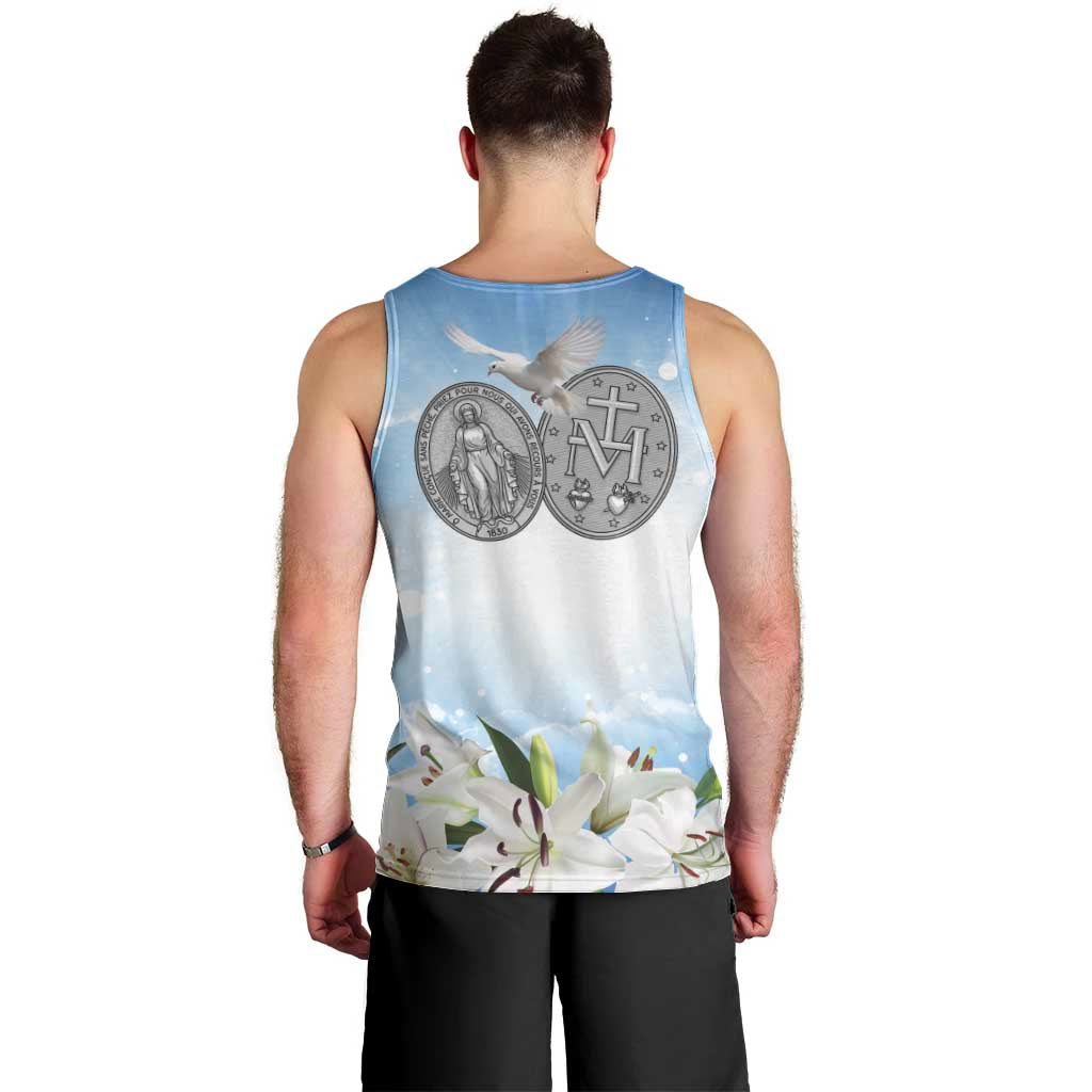 Italy Immaculate Conception Feast Day Men Tank Top Virgin Mary with Cross And Lily Flower LT19