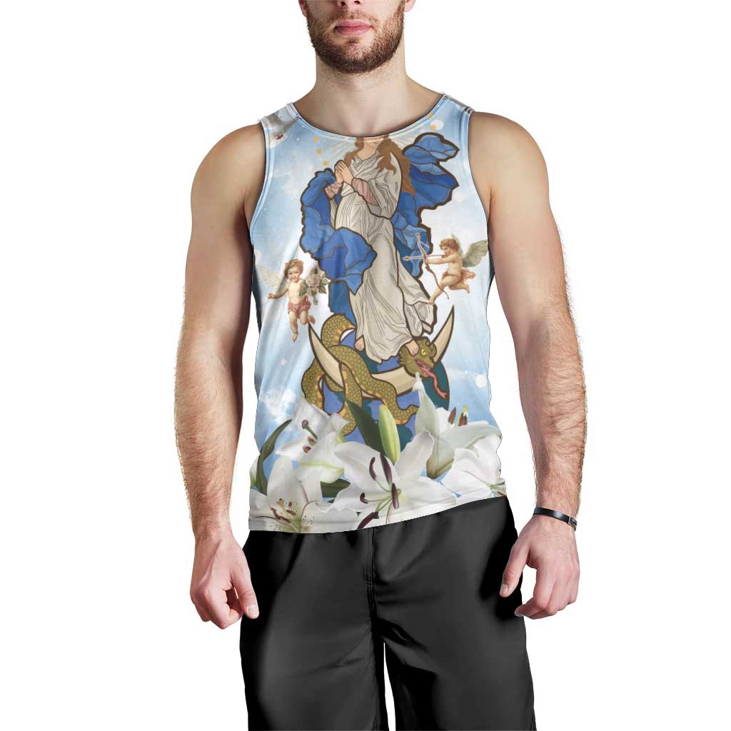 Italy Immaculate Conception Feast Day Men Tank Top Virgin Mary with Cross And Lily Flower LT19