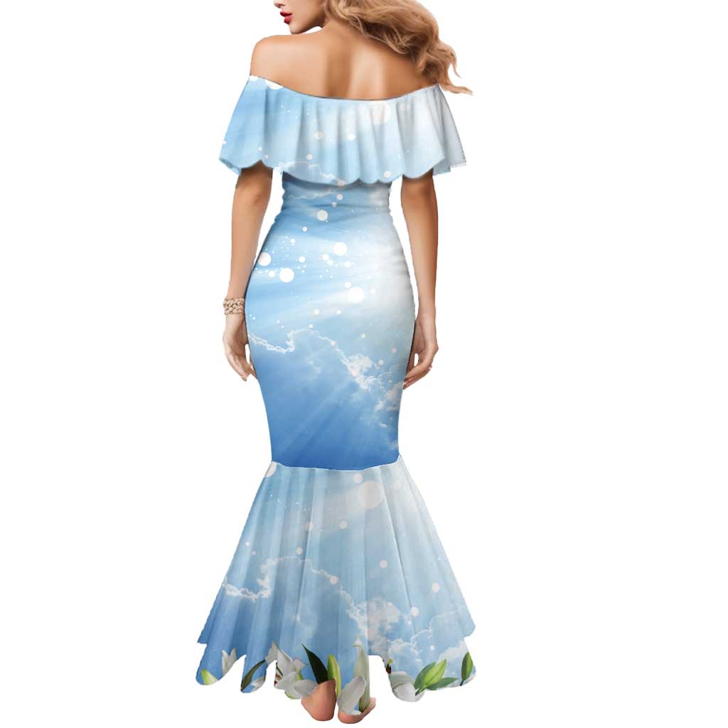 Italy Immaculate Conception Feast Day Mermaid Dress Virgin Mary with Cross And Lily Flower LT19