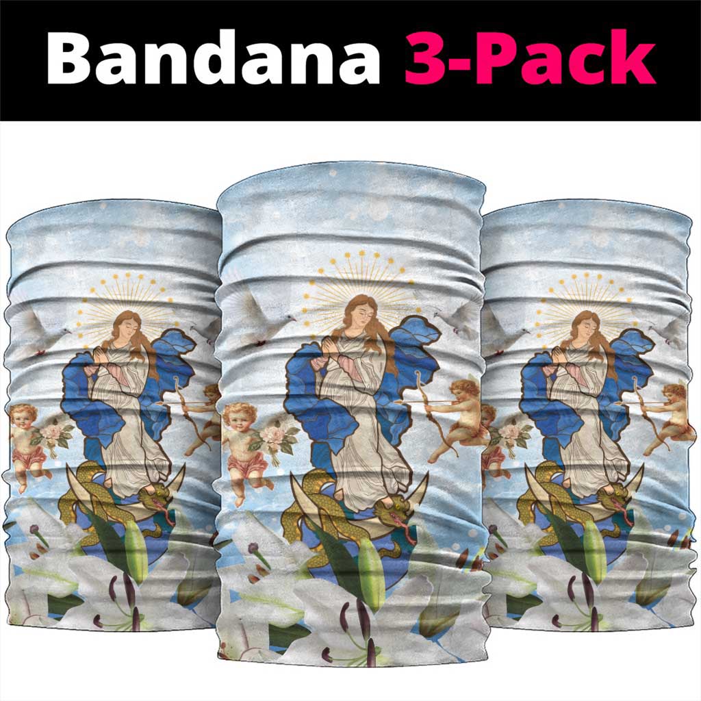 Italy Immaculate Conception Feast Day Neck Gaiter Virgin Mary with Cross And Lily Flower - Wonder Print Shop