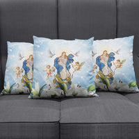 Italy Immaculate Conception Feast Day Pillow Cover Virgin Mary with Cross And Lily Flower - Wonder Print Shop