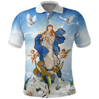 Italy Immaculate Conception Feast Day Polo Shirt Virgin Mary with Cross And Lily Flower LT19