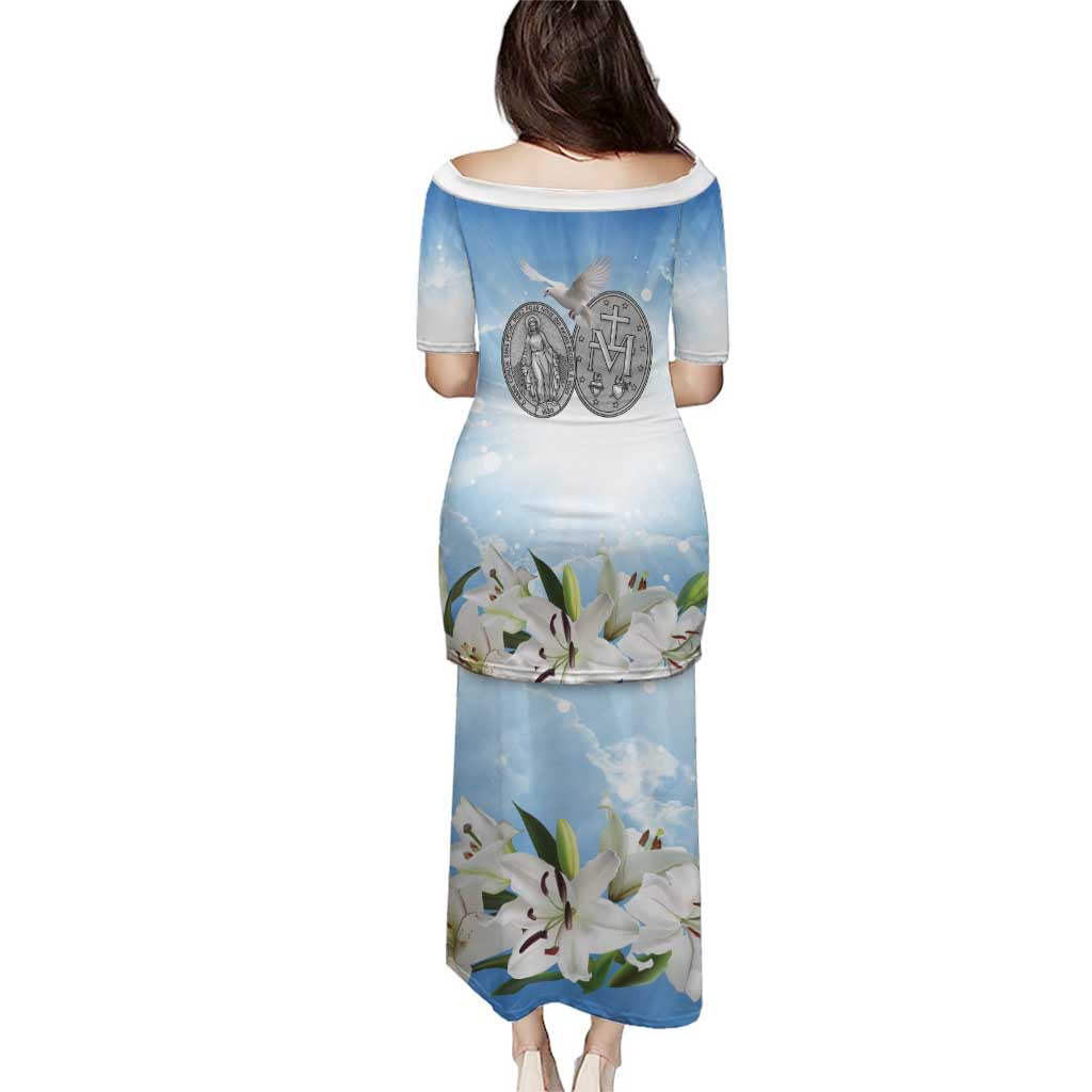 Italy Immaculate Conception Feast Day Puletasi Virgin Mary with Cross And Lily Flower LT19