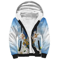 Italy Immaculate Conception Feast Day Sherpa Hoodie Virgin Mary with Cross And Lily Flower LT19