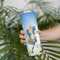 Italy Immaculate Conception Feast Day Skinny Tumbler Virgin Mary with Cross And Lily Flower - Wonder Print Shop