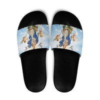 Italy Immaculate Conception Feast Day Slide Sandals Virgin Mary with Cross And Lily Flower - Wonder Print Shop