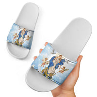 Italy Immaculate Conception Feast Day Slide Sandals Virgin Mary with Cross And Lily Flower - Wonder Print Shop