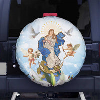Italy Immaculate Conception Feast Day Spare Tire Cover Virgin Mary with Cross And Lily Flower - Wonder Print Shop
