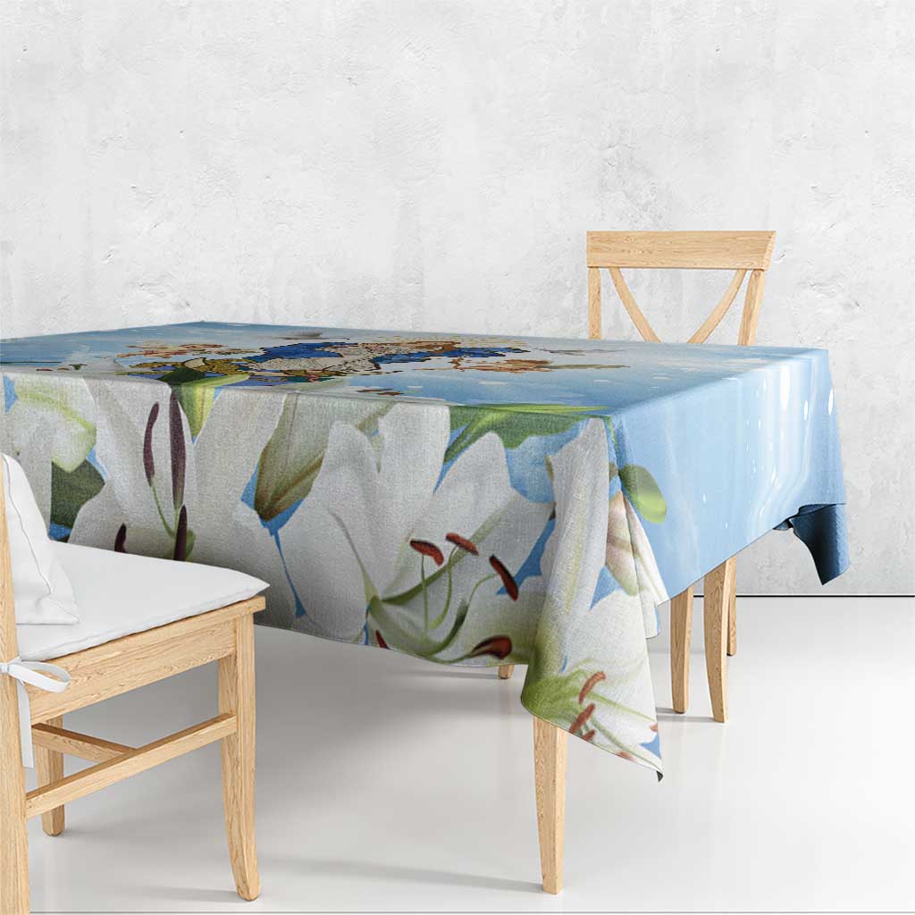 Italy Immaculate Conception Feast Day Tablecloth Virgin Mary with Cross And Lily Flower - Wonder Print Shop