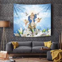 Italy Immaculate Conception Feast Day Tapestry Virgin Mary with Cross And Lily Flower - Wonder Print Shop