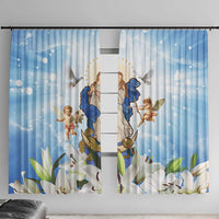 Italy Immaculate Conception Feast Day Window Curtain Virgin Mary with Cross And Lily Flower - Wonder Print Shop