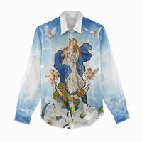 Italy Immaculate Conception Feast Day Women Casual Shirt Virgin Mary with Cross And Lily Flower LT19