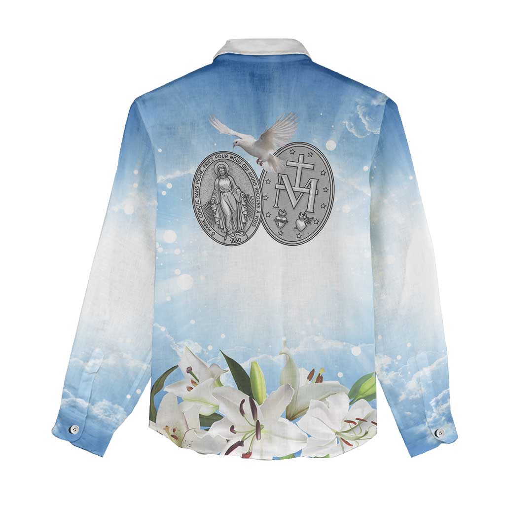 Italy Immaculate Conception Feast Day Women Casual Shirt Virgin Mary with Cross And Lily Flower LT19