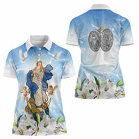 Italy Immaculate Conception Feast Day Women Polo Shirt Virgin Mary with Cross And Lily Flower LT19