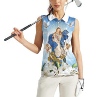 Italy Immaculate Conception Feast Day Women Sleeveless Polo Shirt Virgin Mary with Cross And Lily Flower LT19