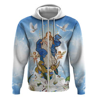 Italy Immaculate Conception Feast Day Zip Hoodie Virgin Mary with Cross And Lily Flower LT19