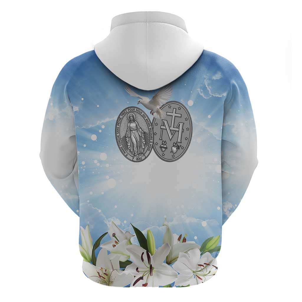 Italy Immaculate Conception Feast Day Zip Hoodie Virgin Mary with Cross And Lily Flower LT19