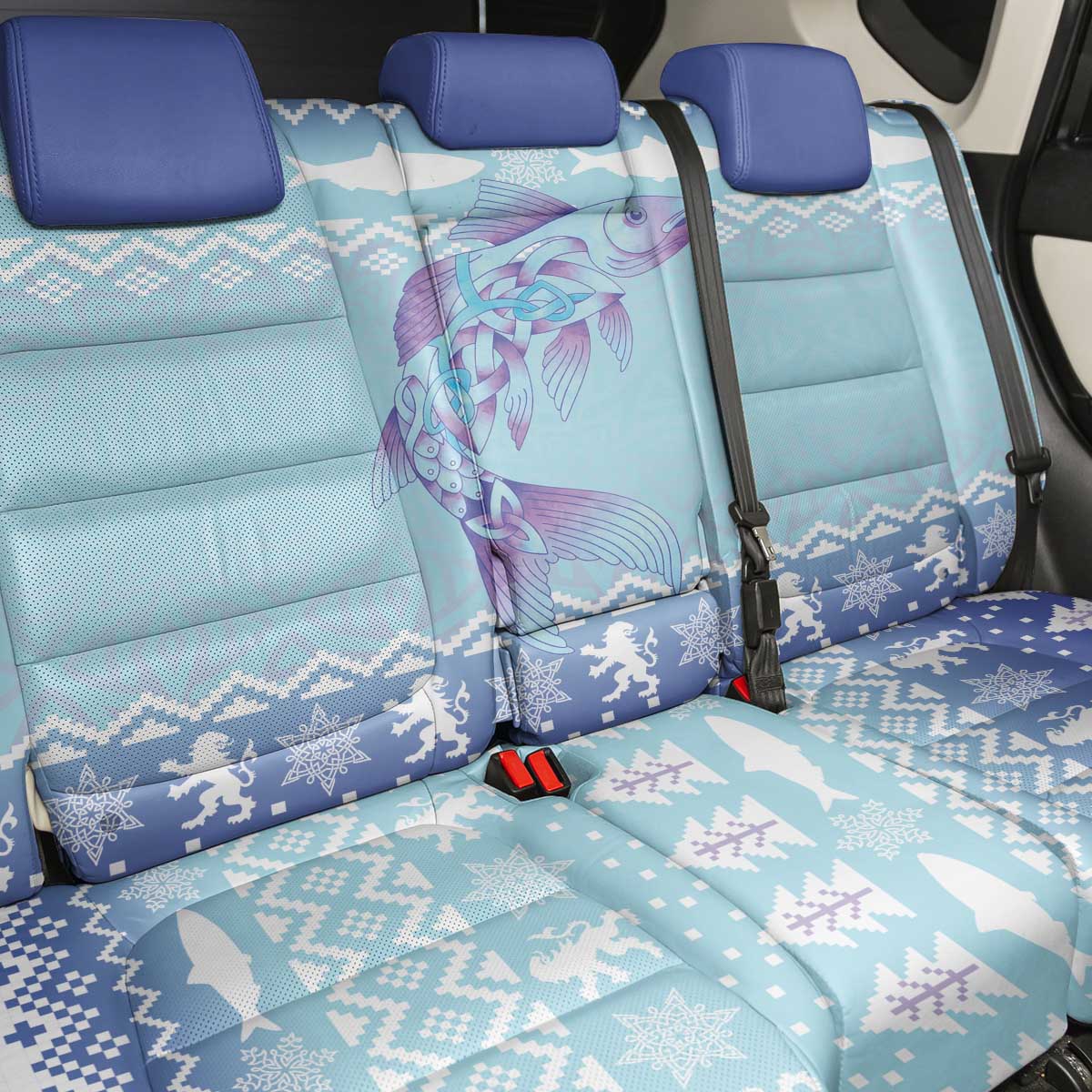 Cardiganshire Wales Christmas Back Car Seat Cover Ceredigion Herring Celtic Knot - Wonder Print Shop