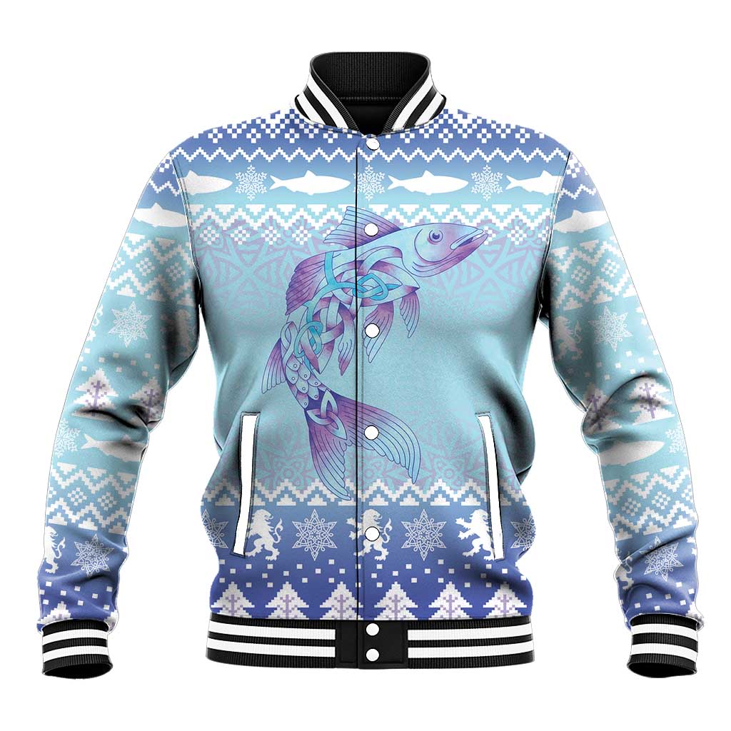 Cardiganshire Wales Christmas Baseball Jacket Ceredigion Herring Celtic Knot - Wonder Print Shop