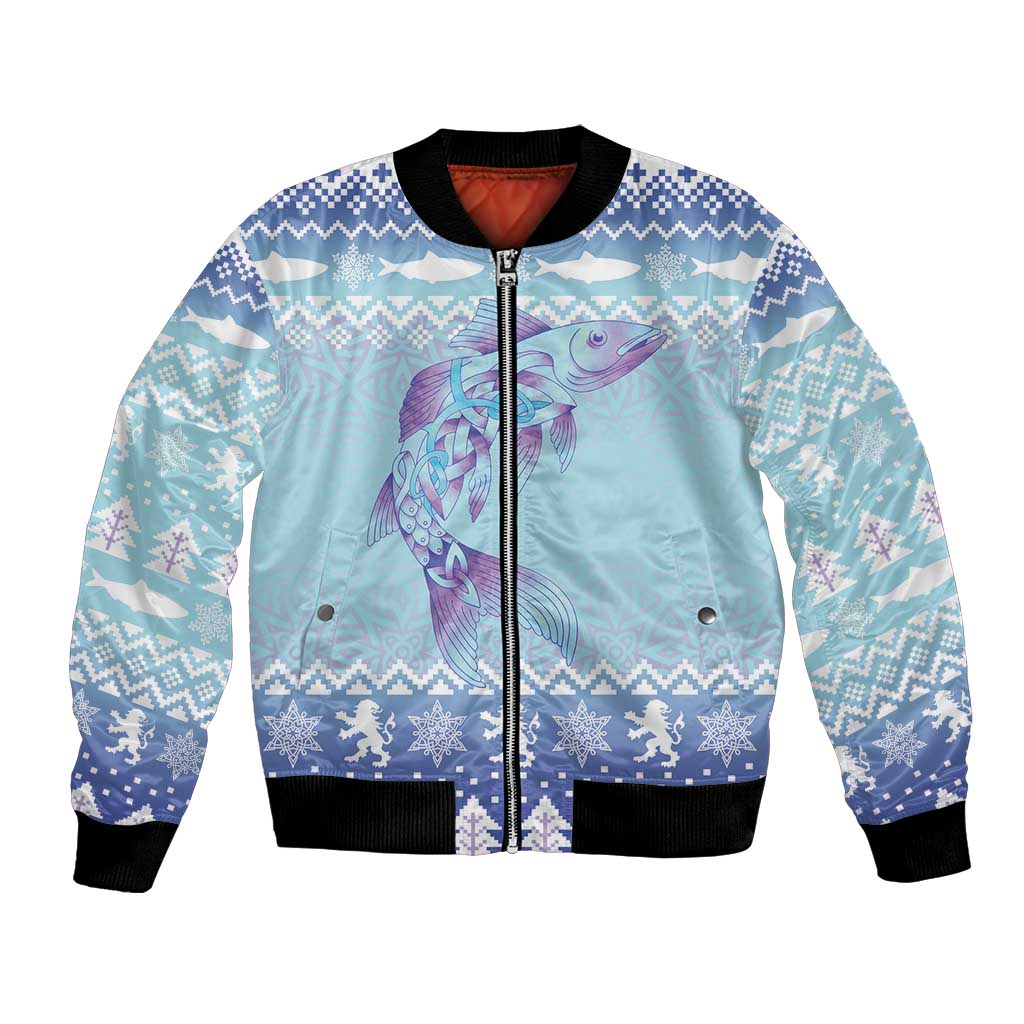 Cardiganshire Wales Christmas Bomber Jacket Ceredigion Herring Celtic Knot - Wonder Print Shop