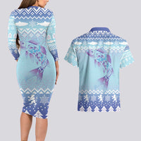 Cardiganshire Wales Christmas Couples Matching Long Sleeve Bodycon Dress and Hawaiian Shirt Ceredigion Herring Celtic Knot - Wonder Print Shop