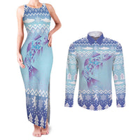 Cardiganshire Wales Christmas Couples Matching Tank Maxi Dress and Long Sleeve Button Shirt Ceredigion Herring Celtic Knot - Wonder Print Shop