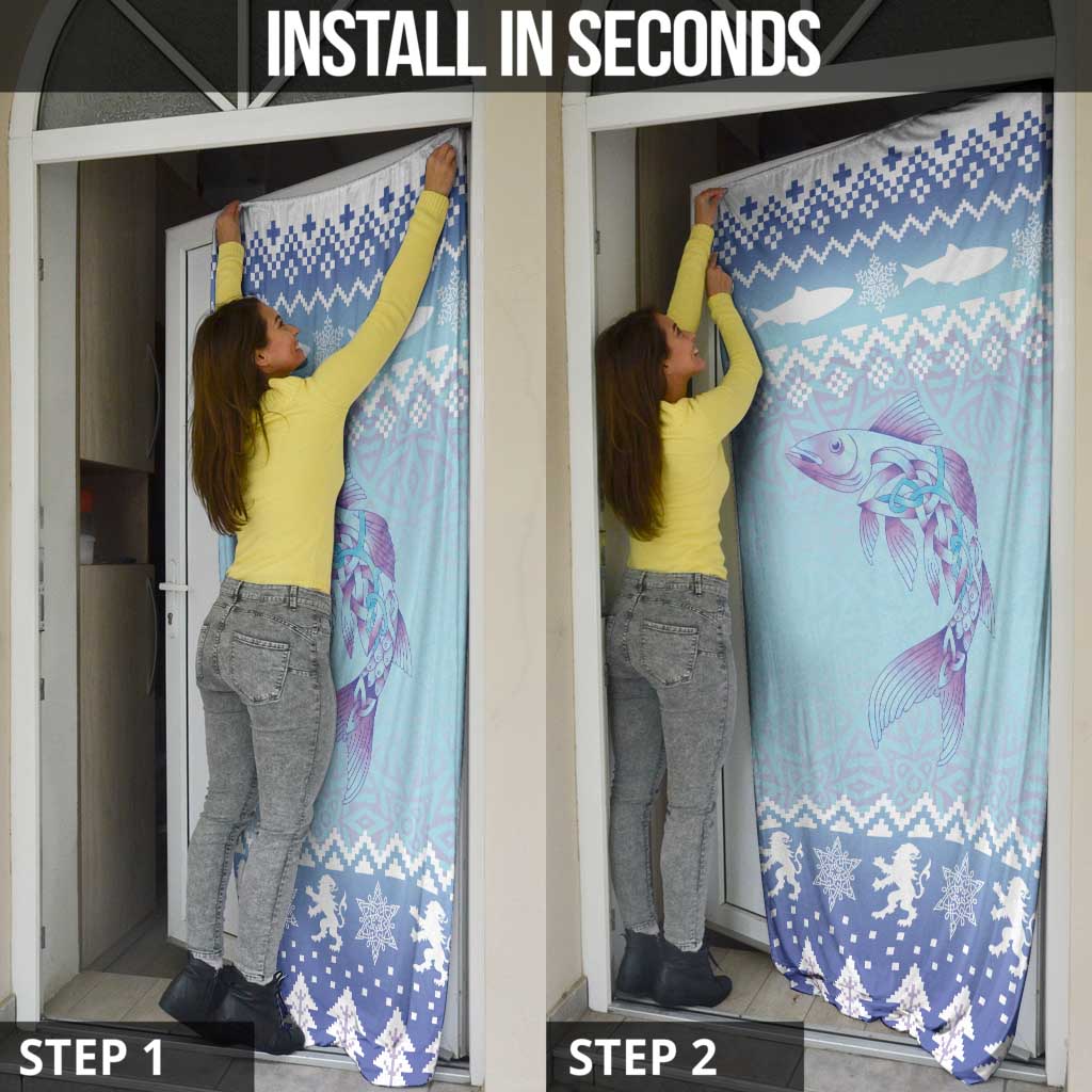 Cardiganshire Wales Christmas Door Cover Ceredigion Herring Celtic Knot - Wonder Print Shop